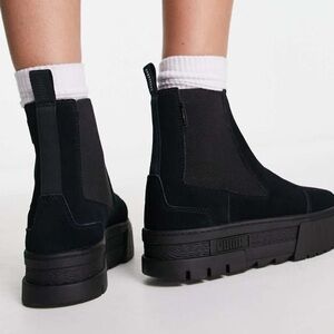 PUMA Mayze black suede chelsea boots in black